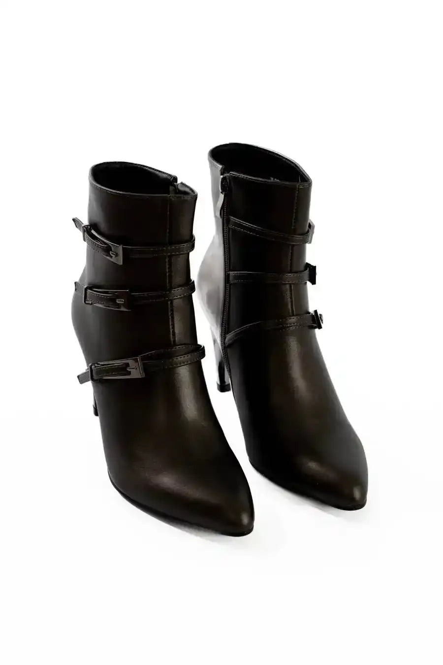 Triple Buckle Stiletto Heel Ankle Boots