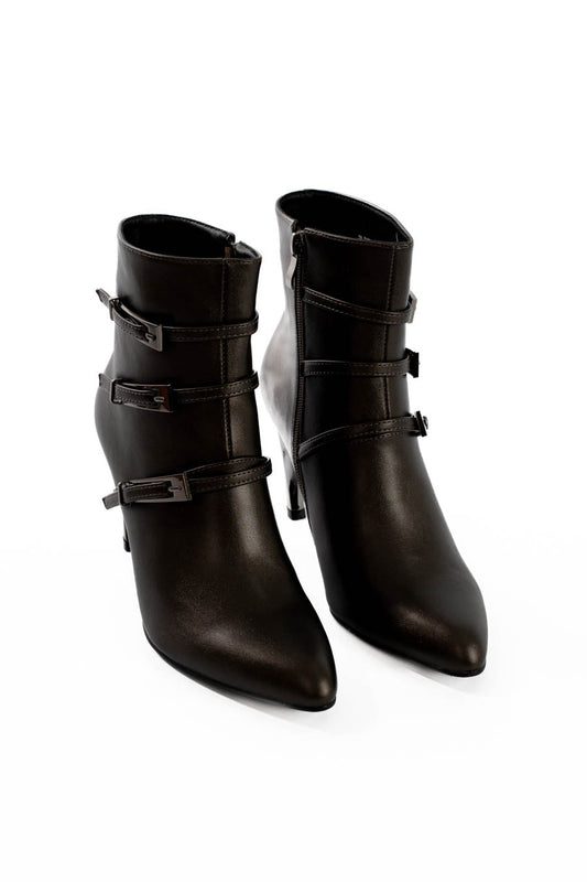 Triple Buckle Stiletto Heel Ankle Boots