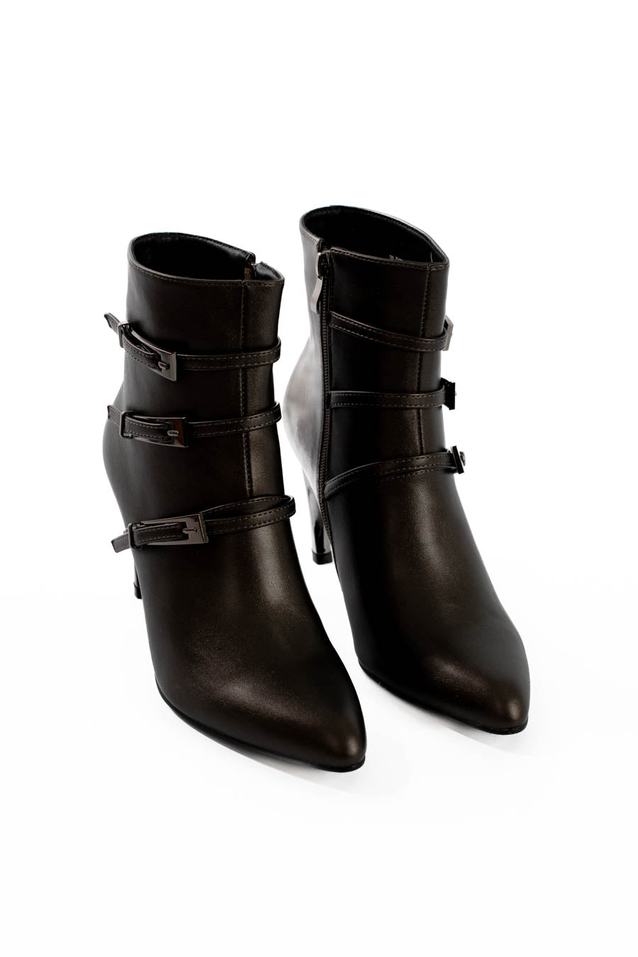 Triple Buckle Stiletto Heel Ankle Boots