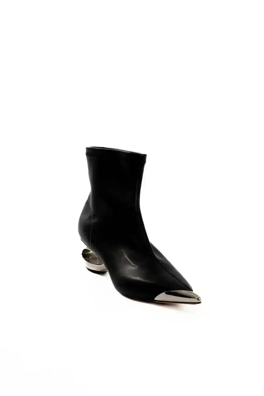 Metallic Front Sculpted Heel Boots