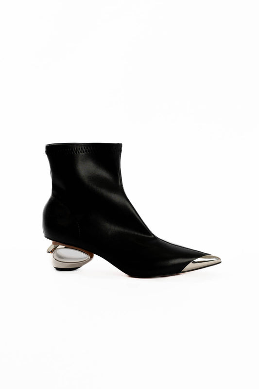 Metallic Front Sculpted Heel Boots
