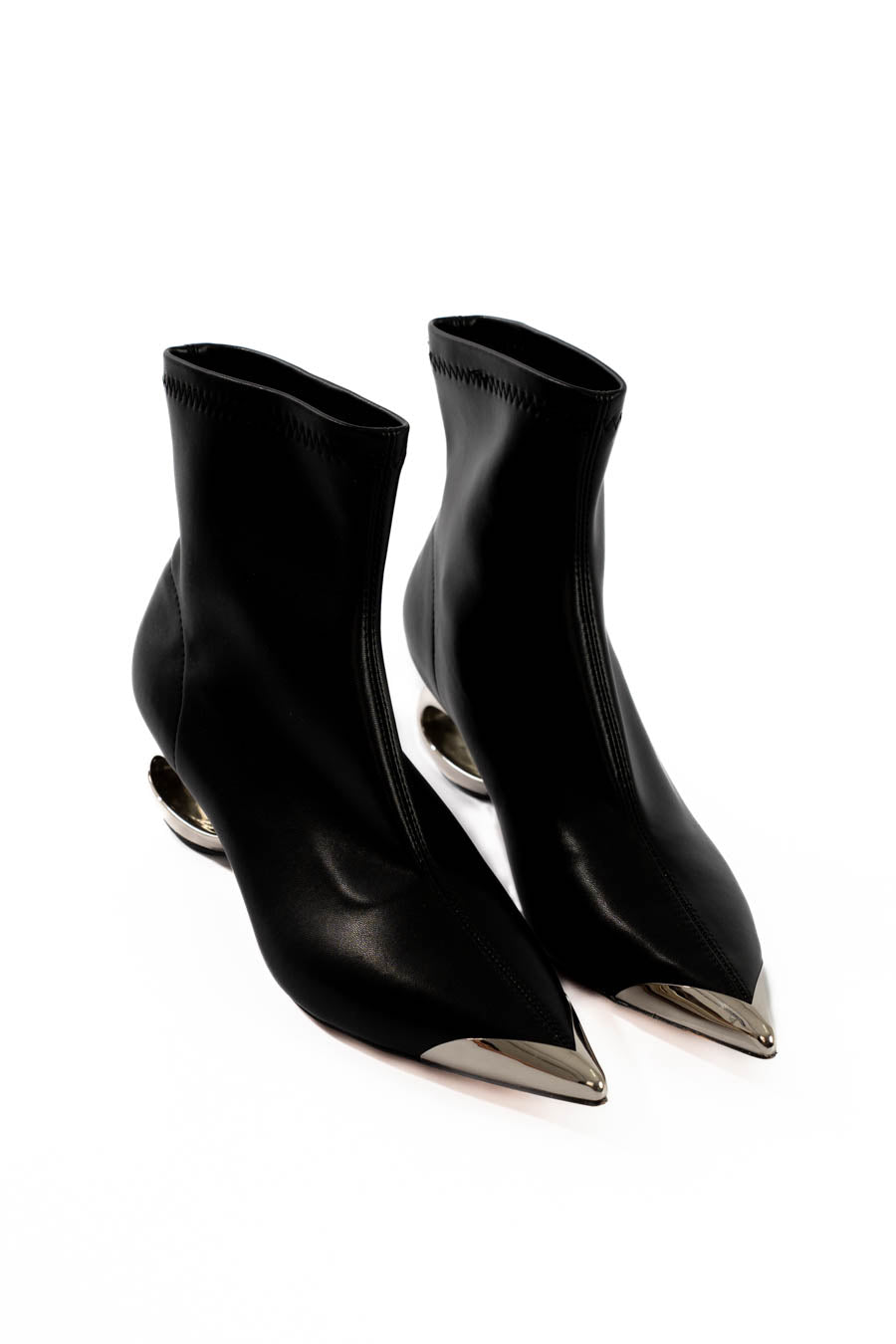 Metallic Front Sculpted Heel Boots