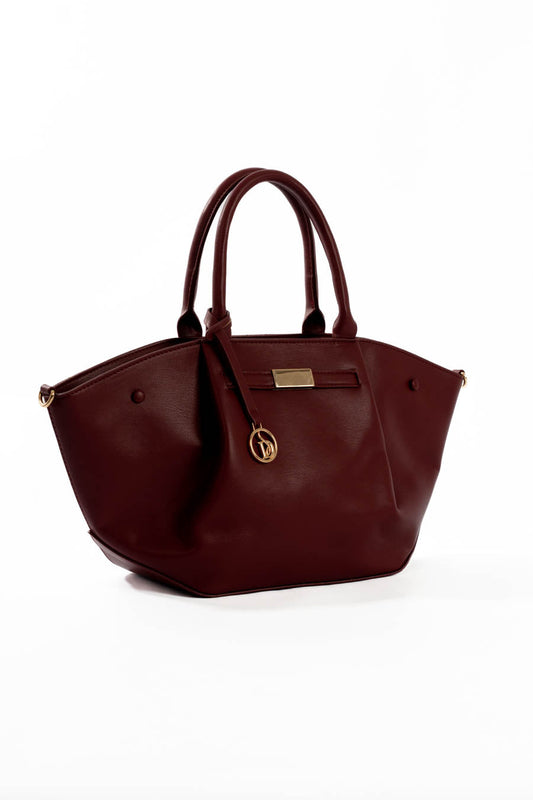 Burgundy Structured Tote Bag
