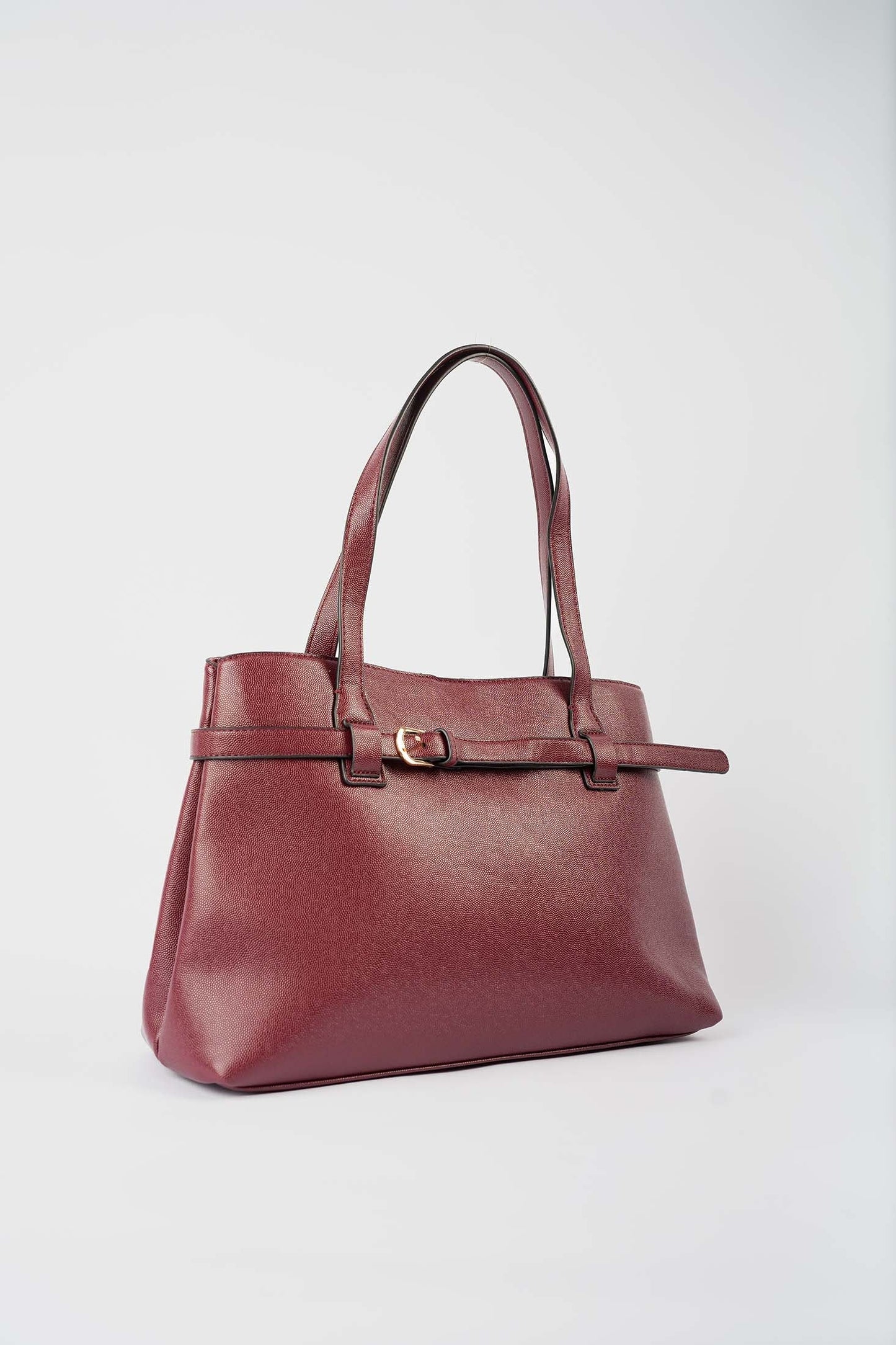 Textured Shoulder-Bag with Decorative Belt