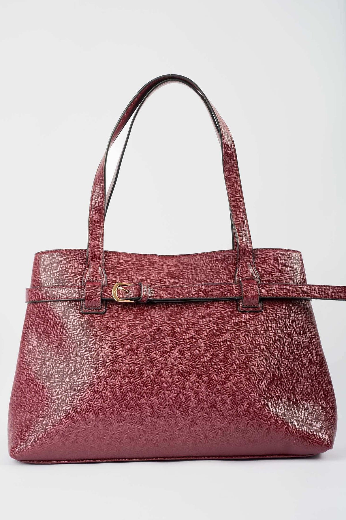 Textured Shoulder-Bag with Decorative Belt