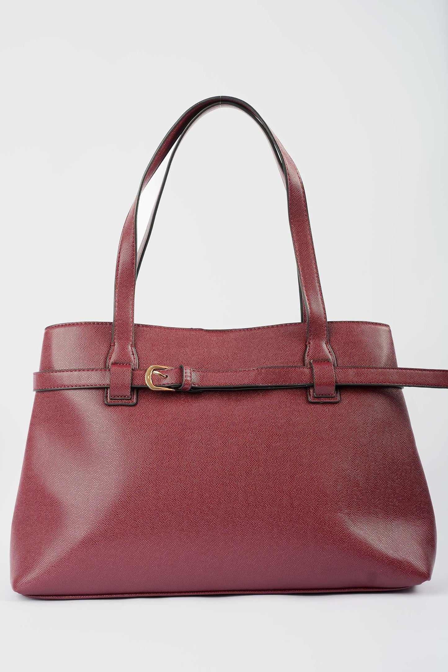 Textured Shoulder-Bag with Decorative Belt