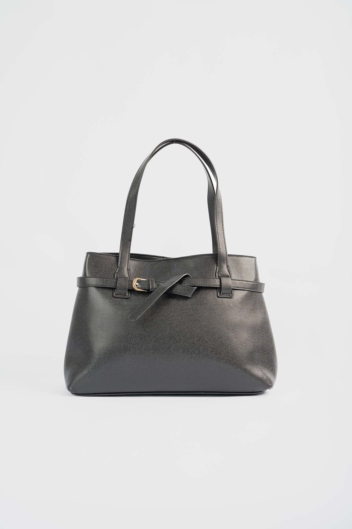 Textured Shoulder-Bag with Decorative Belt