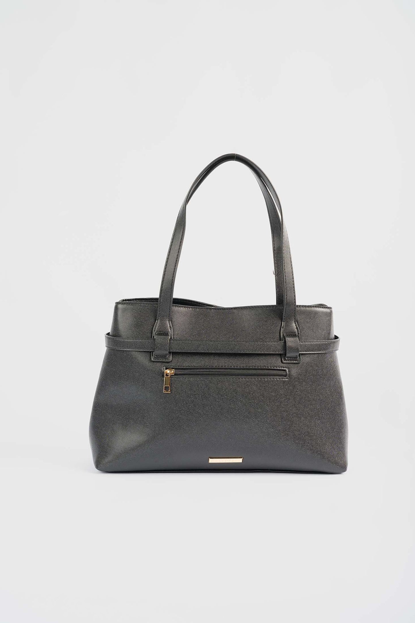 Textured Shoulder-Bag with Decorative Belt