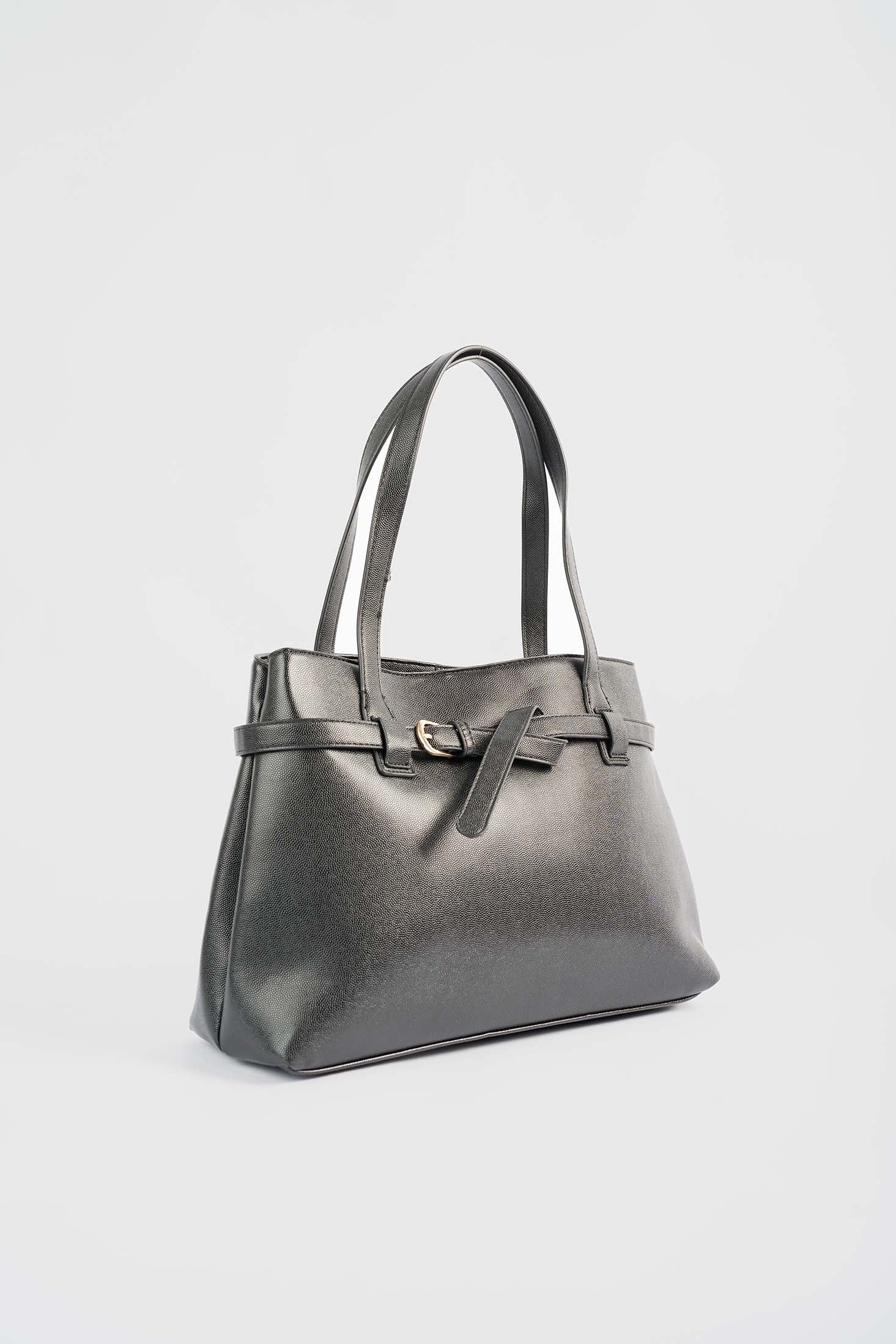 Textured Shoulder-Bag with Decorative Belt