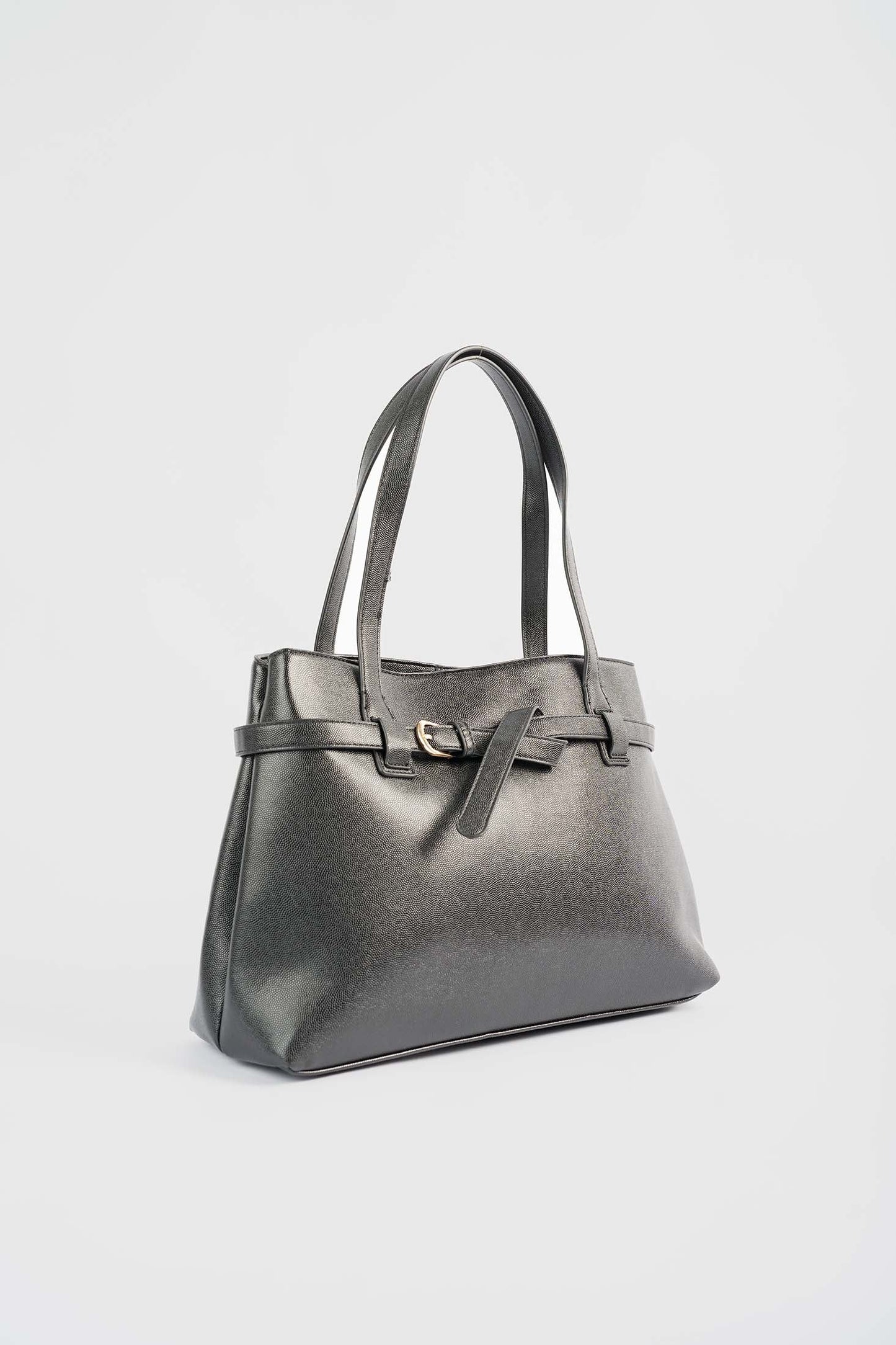 Textured Shoulder-Bag with Decorative Belt