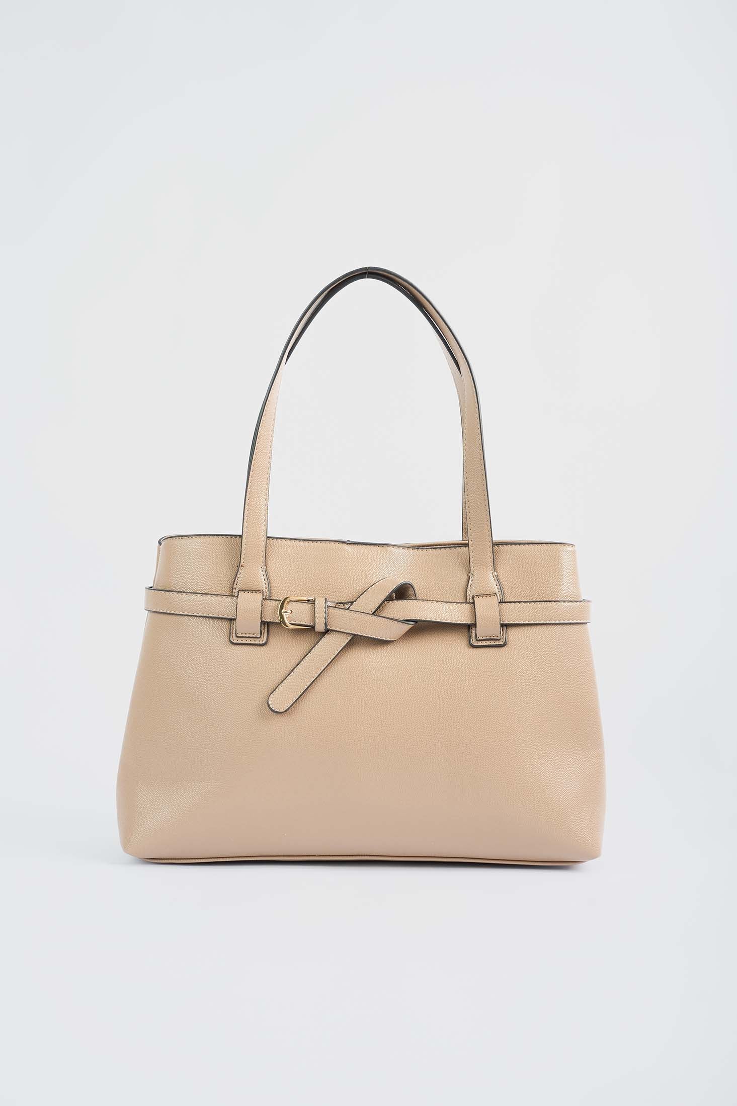 Textured Shoulder-Bag with Decorative Belt