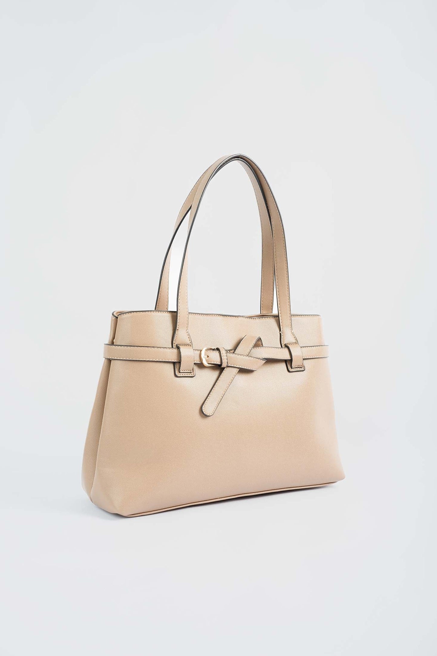 Textured Shoulder-Bag with Decorative Belt