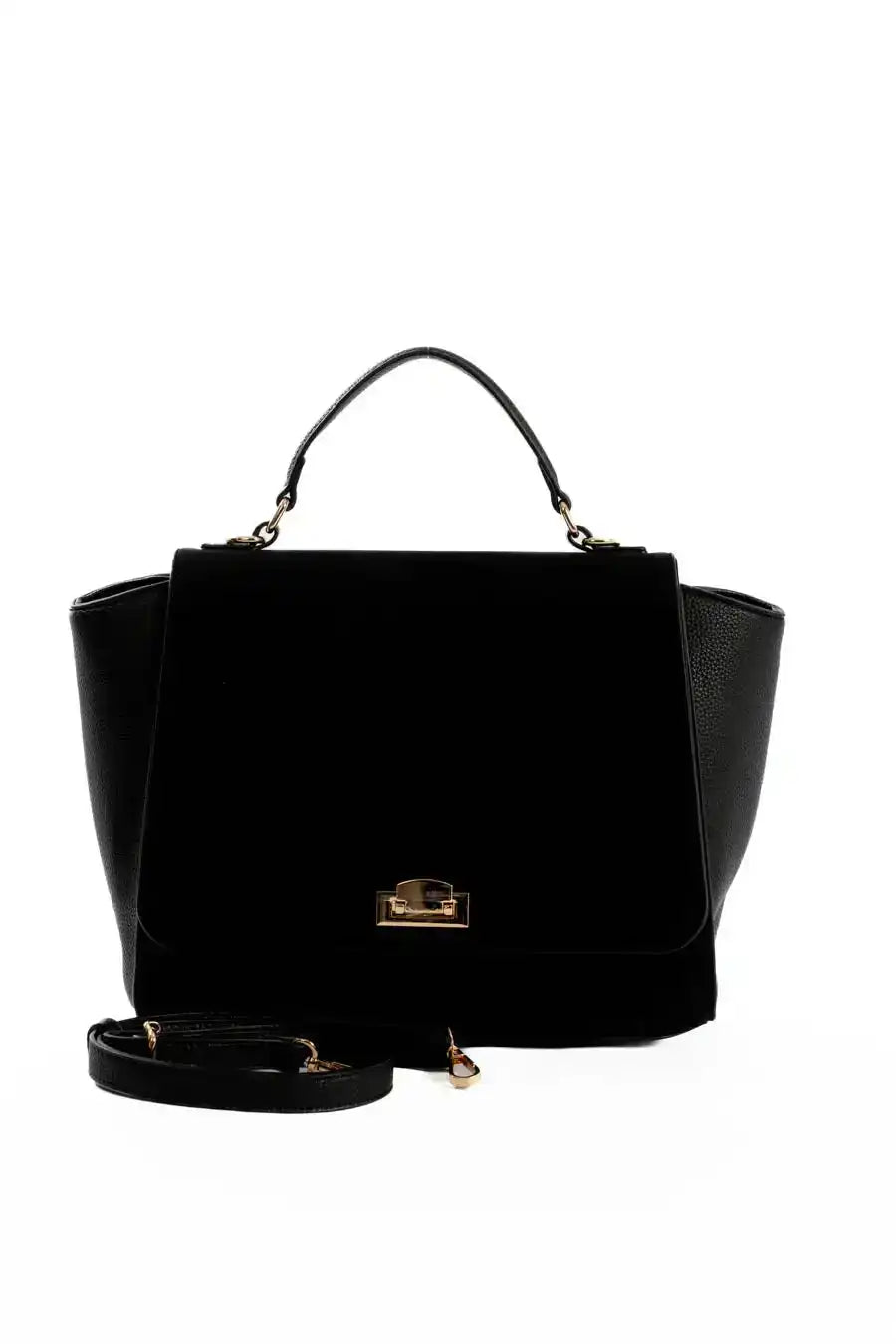 Solid Suede & Leather Elegant Handbag