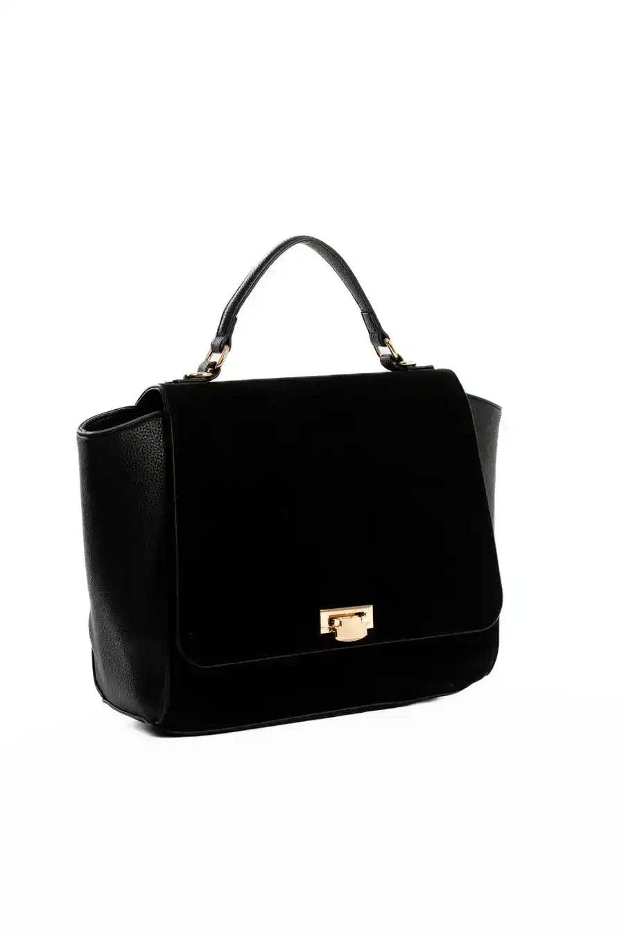 Solid Suede & Leather Elegant Handbag