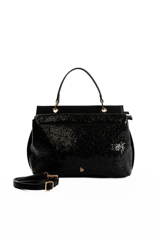 Single Compartment Shiny Top-Handle Bag