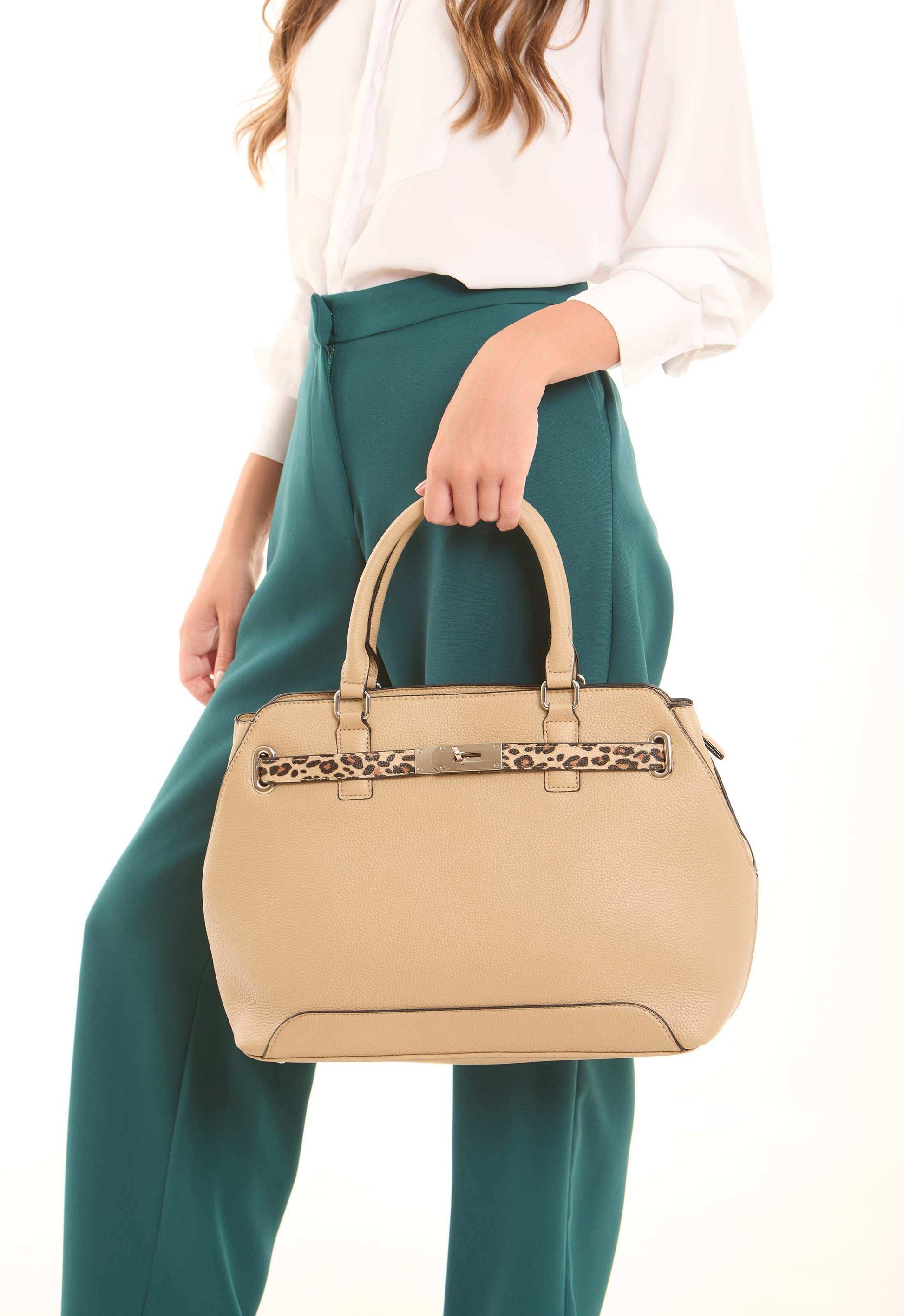 Everyday Handbag with Decorative Leopard Strap