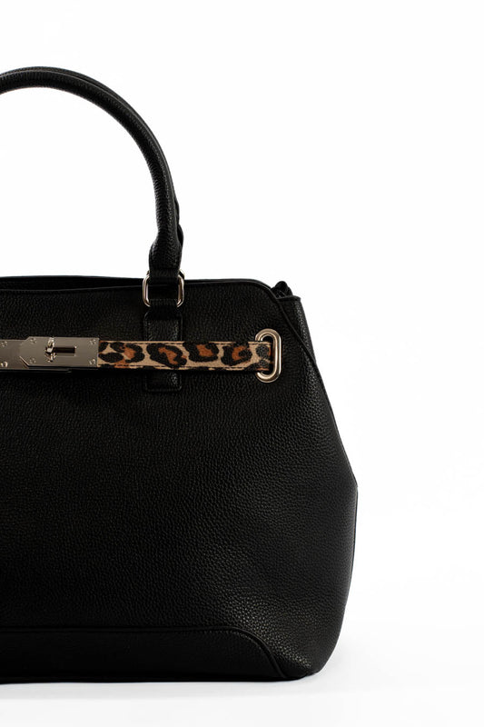 Everyday Handbag with Decorative Leopard Strap