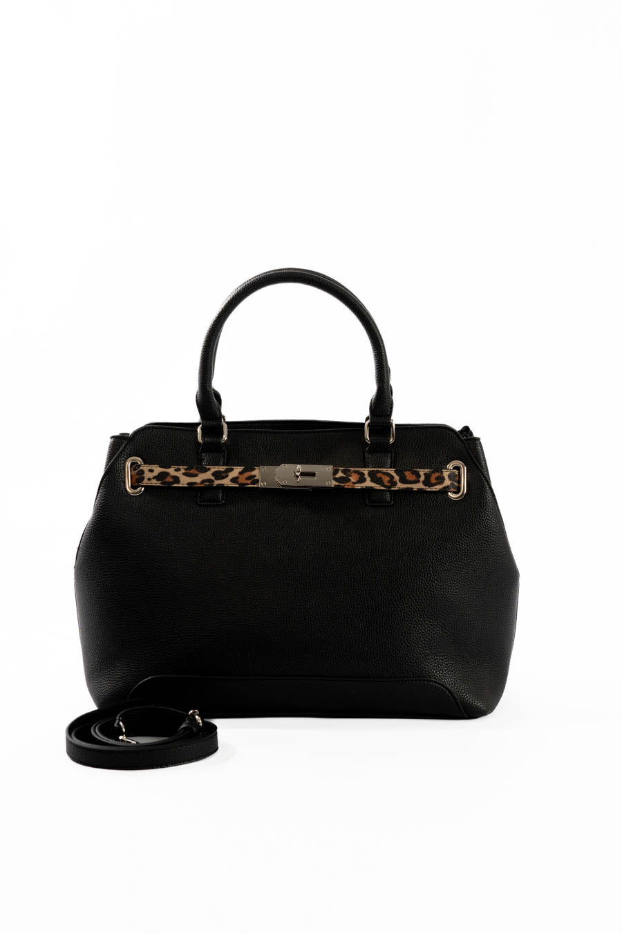 Everyday Handbag with Decorative Leopard Strap