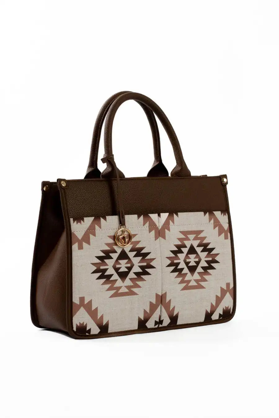 Large Handbag with Aztec Pattern Pockets