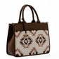 Large Handbag with Aztec Pattern Pockets
