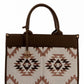 Large Handbag with Aztec Pattern Pockets