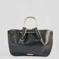 Double Metallic Handle Handbag with Detachable Strap