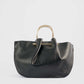Double Metallic Handle Handbag with Detachable Strap