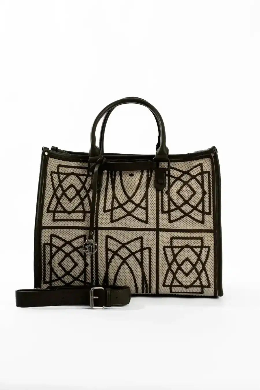 Crochet Handbag with Leather Handle