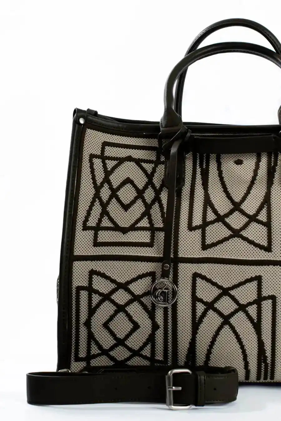 Crochet Handbag with Leather Handle