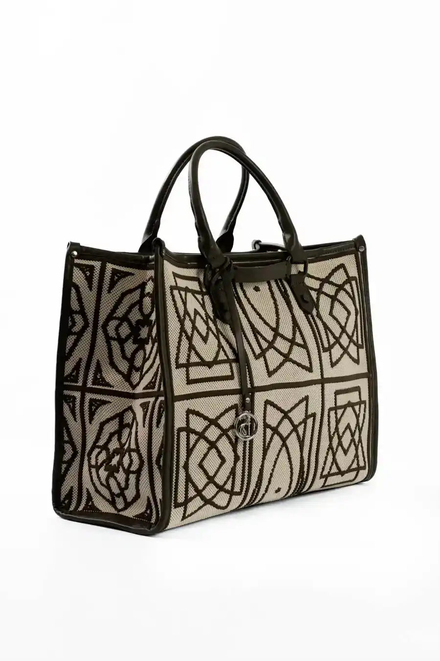 Crochet Handbag with Leather Handle