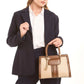 Beige & Tan Structured Handbag