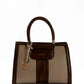 Beige & Tan Structured Handbag