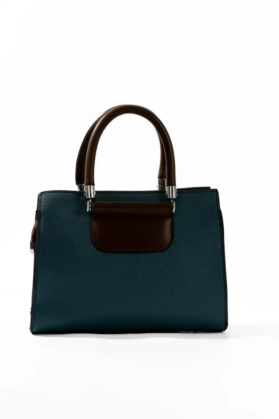 Teal & Brown Structured Handbag