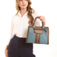 Teal & Brown Structured Handbag