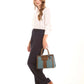 Teal & Brown Structured Handbag