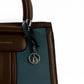 Teal & Brown Structured Handbag