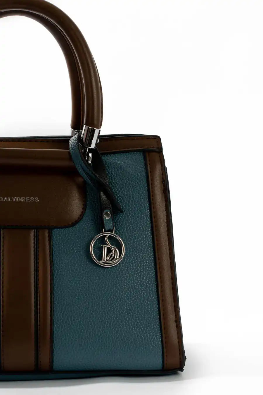 Teal & Brown Structured Handbag