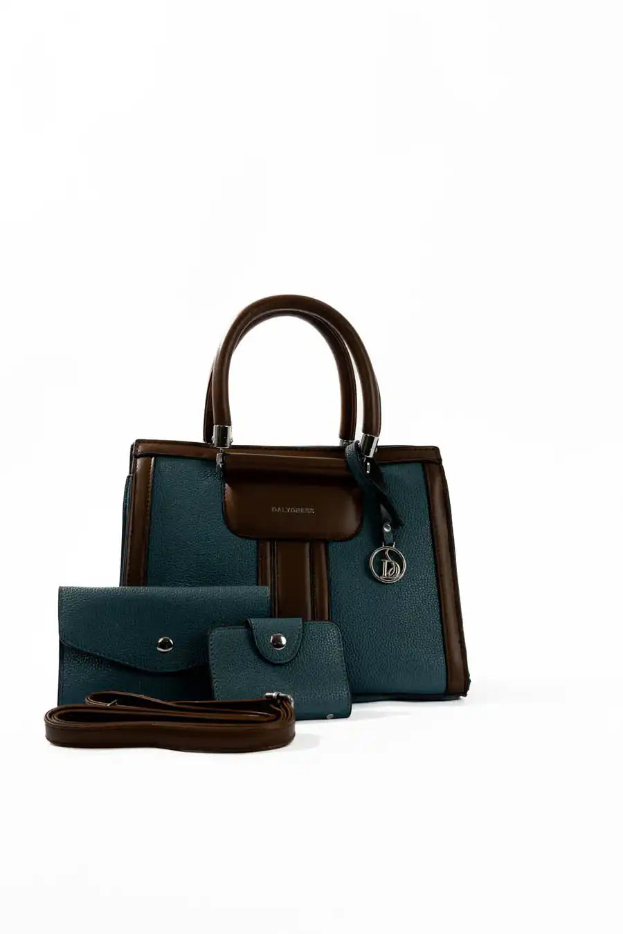 Teal & Brown Structured Handbag