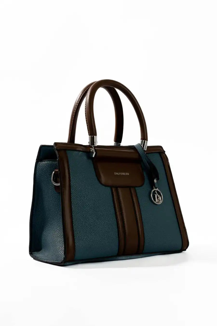 Teal & Brown Structured Handbag