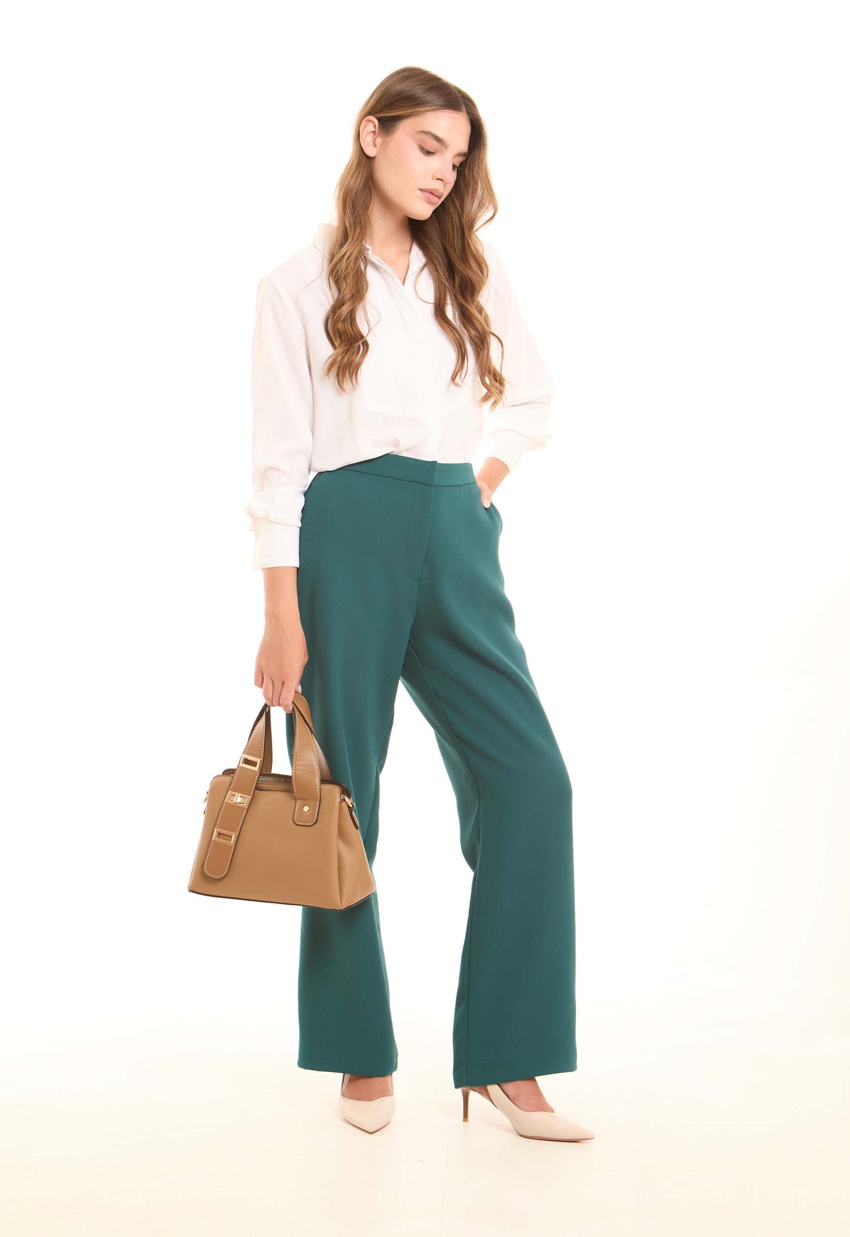 Cognac Structured Top-Handle Bag