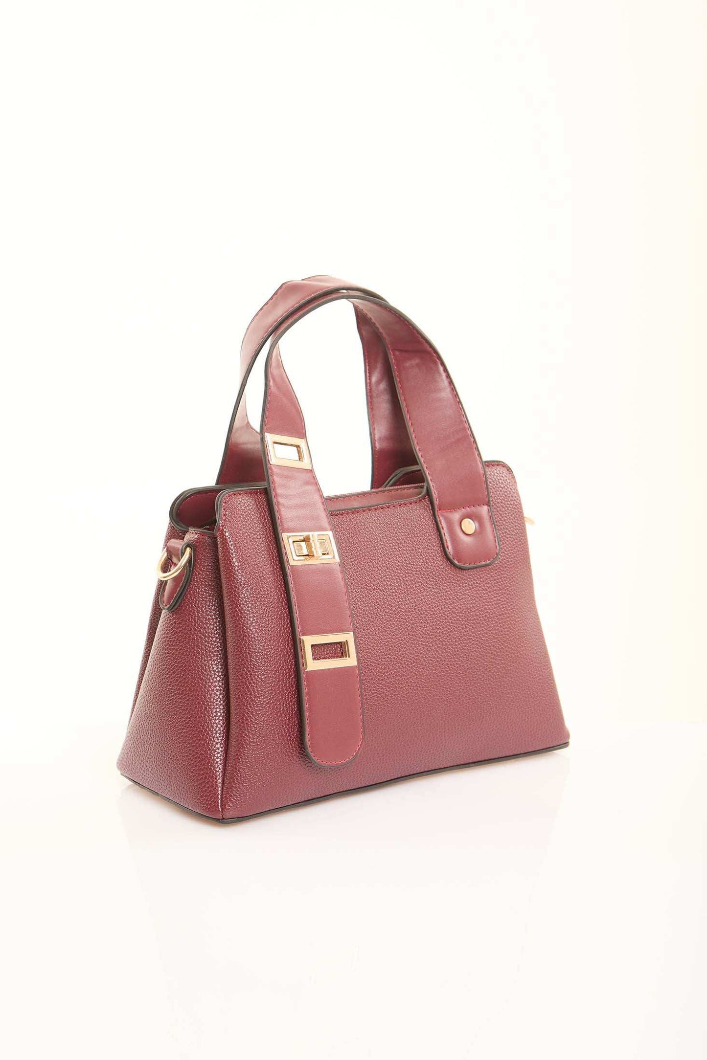 Rosewood Textured Top-Handle Bag
