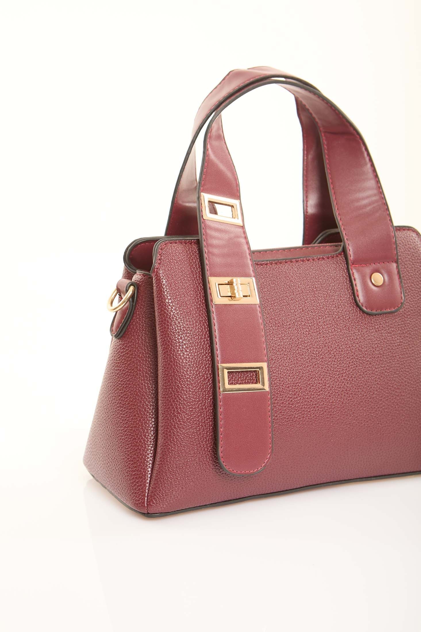 Rosewood Textured Top-Handle Bag