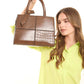Walnut Embossed Structured Handbag
