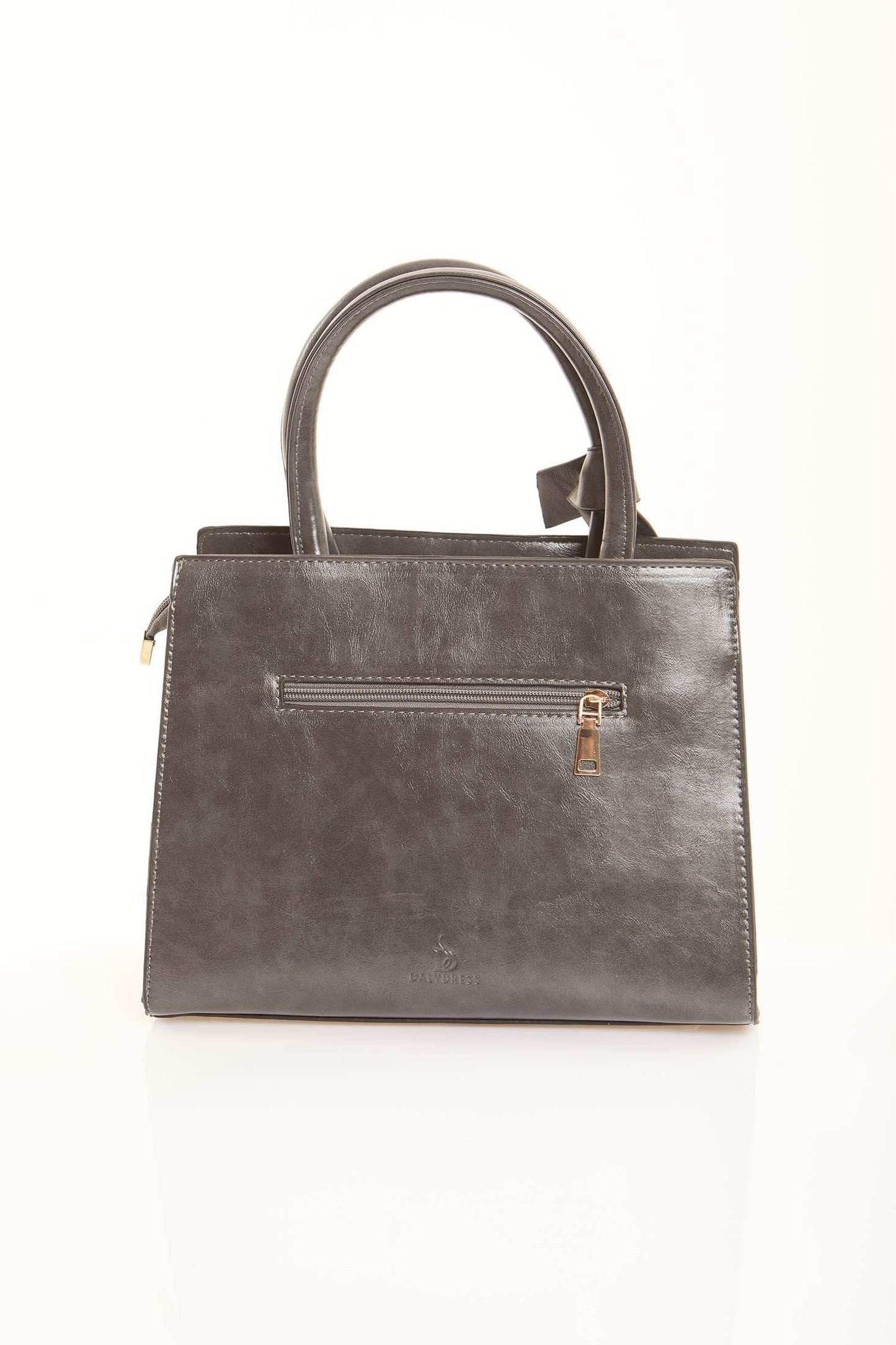 Steel Grey Textured Structured Handbag