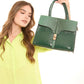 Emerald Croc-Embossed Structured Handbag