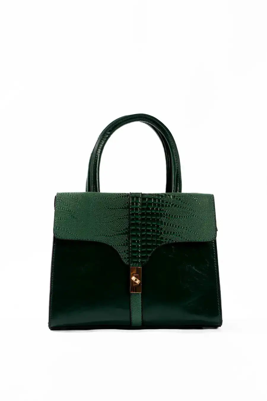 Emerald Croc-Embossed Structured Handbag