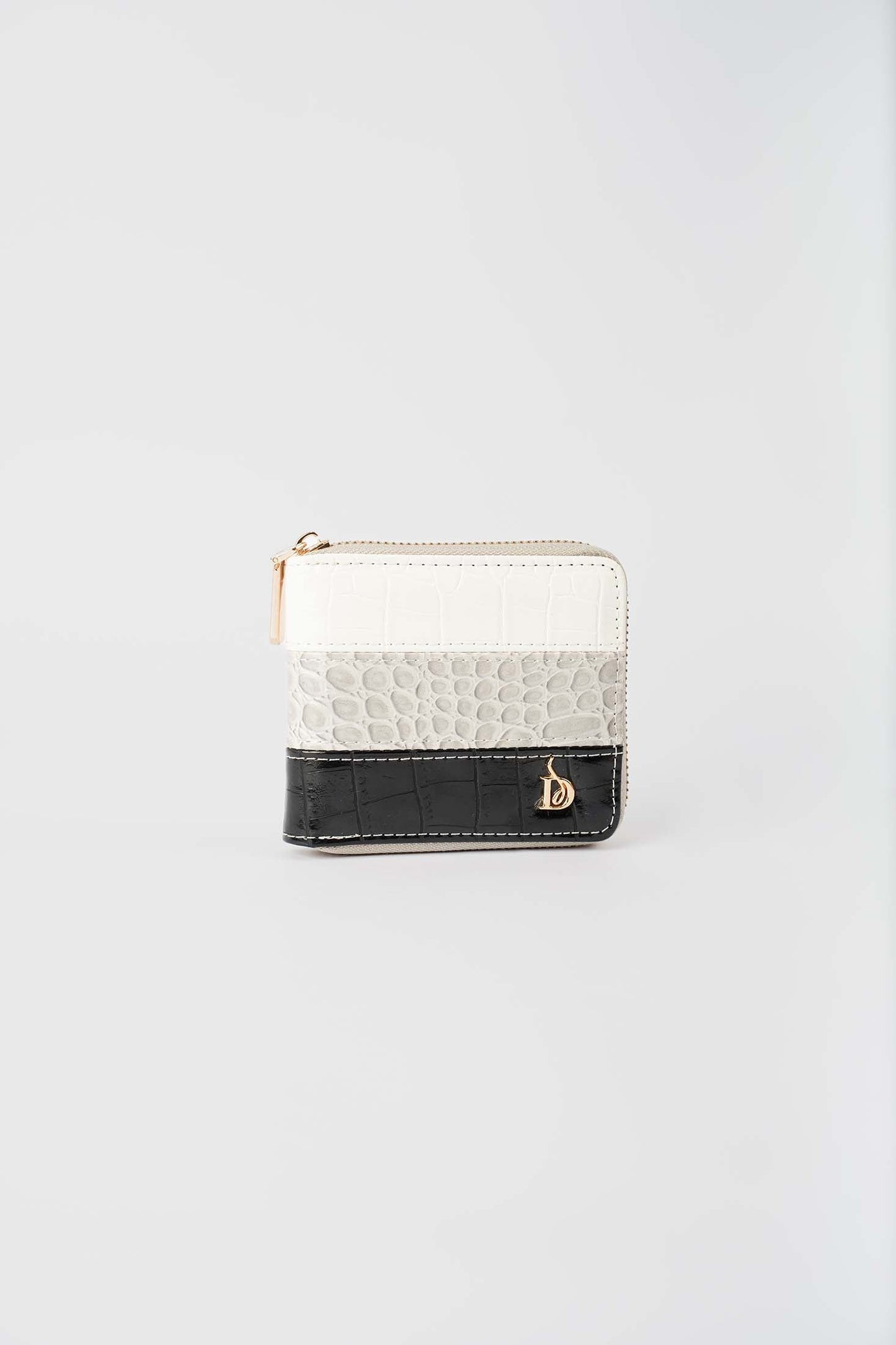 Three-Tone Crocodile Zip-Around Wallet