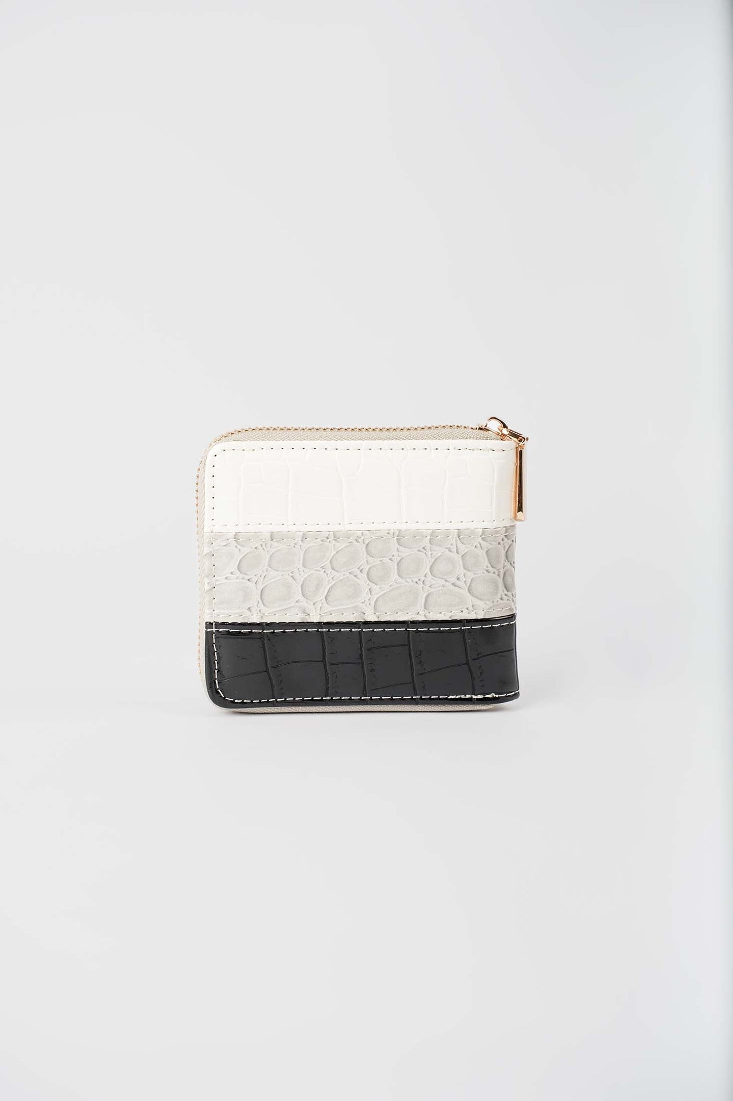 Three-Tone Crocodile Zip-Around Wallet