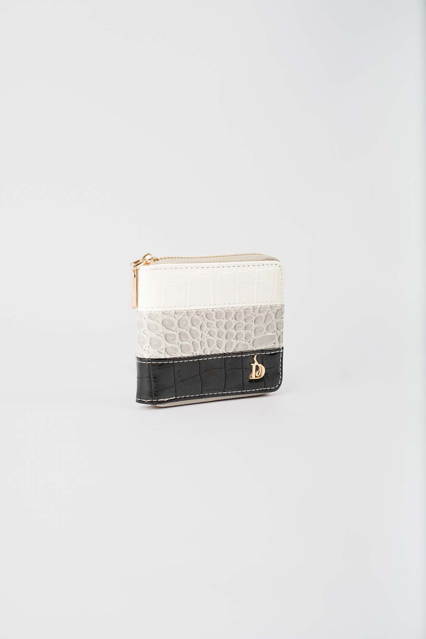 Three-Tone Crocodile Zip-Around Wallet