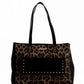 Elegant Leopard Handbag with Studded Pocket